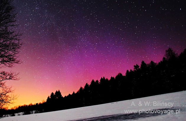 Zorza polarna, aurora borealis, Bieszczady. Author: AW Bilińscy - Bank Zdjęć © photovoyage.pl